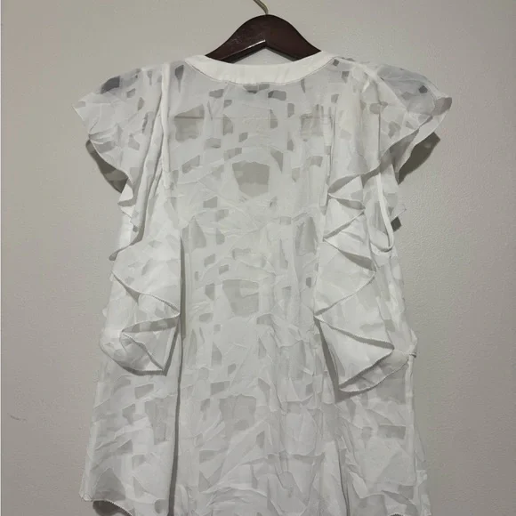 IRO Gilka Burnout Lace-Up Top REVOLVE Size 36/2 Small White Flutter Sleeve - Picture 5 of 10